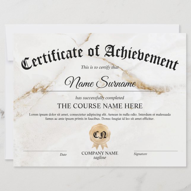 Curso de Prêmio Certificado de Realização (Frente)