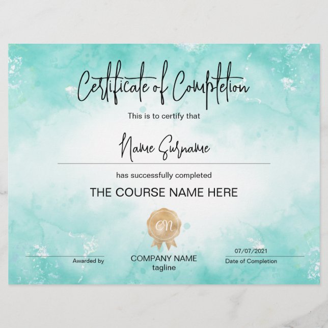 Curso de Prêmio de Certificado de Conclusão Modern (Frente)