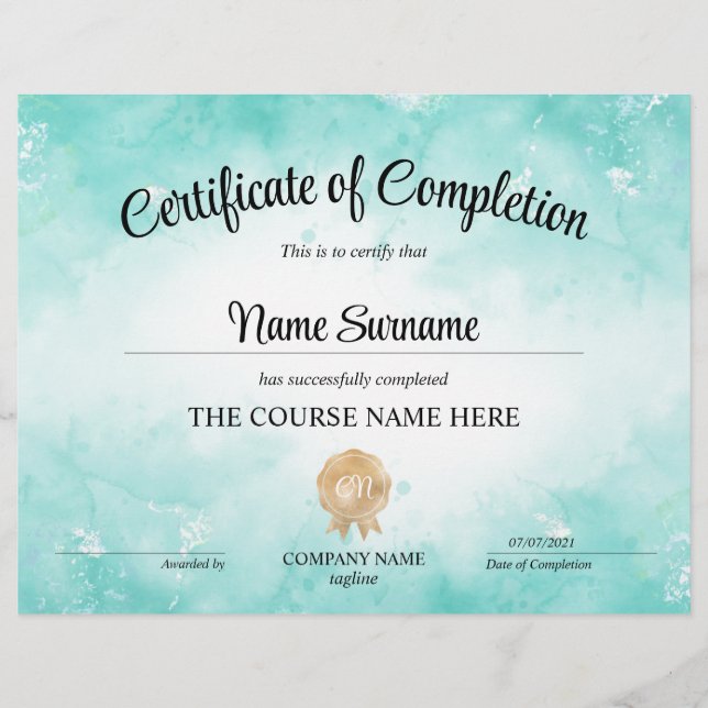 Curso de Prêmio de Certificado de Conclusão Modern (Frente)