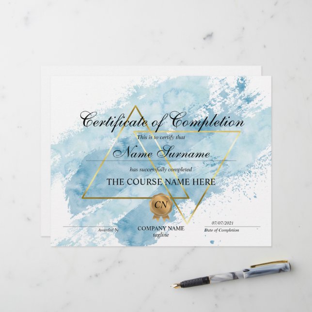 Curso de Prêmio de Certificado de Conclusão Modern (Frente/Verso In Situ)