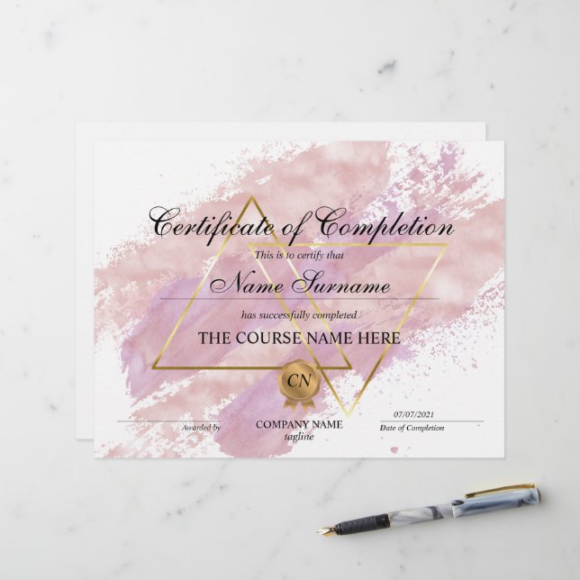 Curso de Prêmio de Certificado de Conclusão Modern (Frente/Verso In Situ)