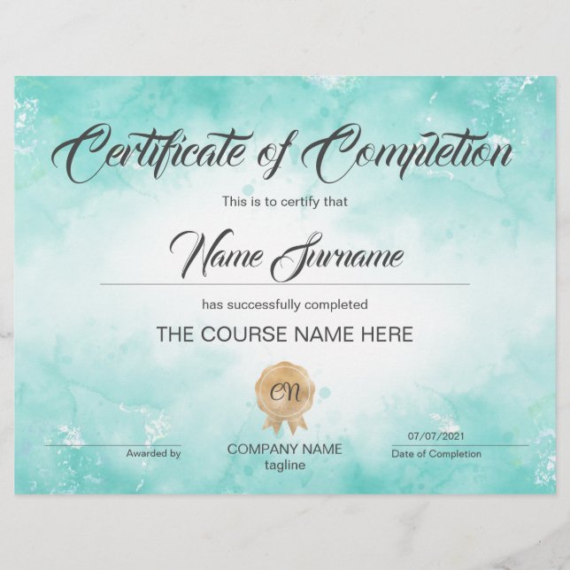 Curso de Prêmio de Certificado de Conclusão Modern (Frente)