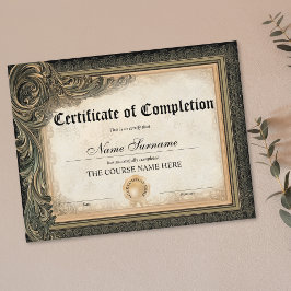 Curso de Prêmio de Certificado de Conclusão Vintag