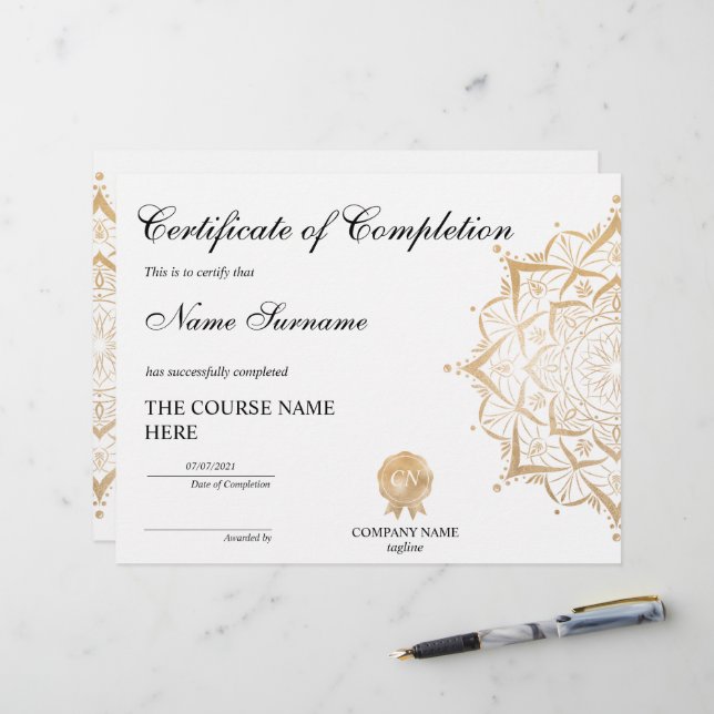 Curso de Prêmio de Certificado de Conclusão Yoga L (Frente/Verso In Situ)