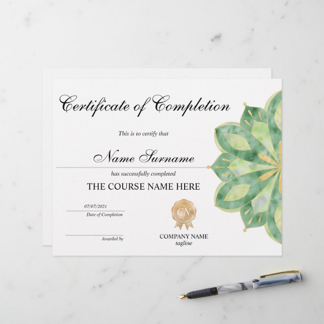 Curso de Prêmio de Certificado de Conclusão Yoga L (Frente/Verso In Situ)