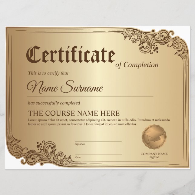 Curso de Prêmio de Certificado de Participação (Frente)