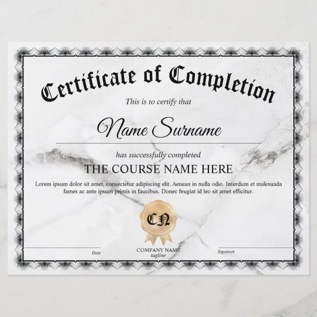 Curso de Prêmio de Certificado de Participação (Frente)