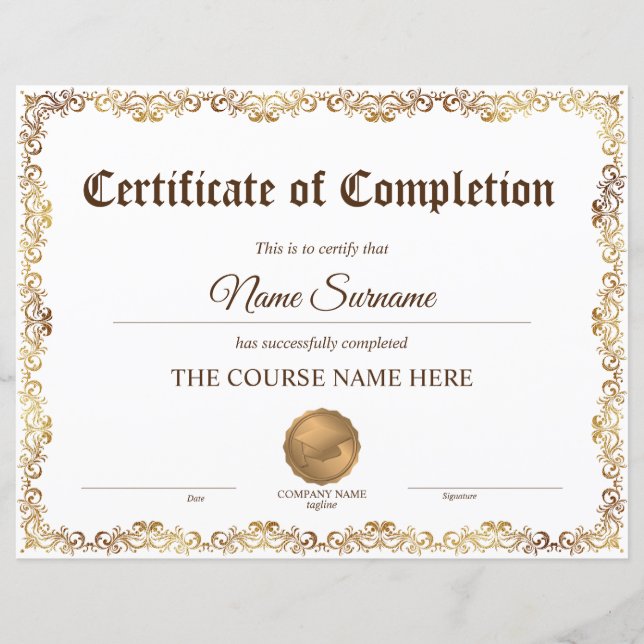 Curso de Prêmio Diploma Certificado de Conclusão (Frente)