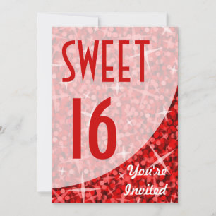 Curva vermelha "Sweet 16" convite
