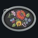 Curvatura Bordado-Húngara do oval da arte popular<br><div class="desc">Design autêntico do bordado de Hungria na fivela de cinto oval. A arte do bordado de Kalocsai era nascida na segunda metade do século XIX. Original o bordado era somente branco e os padrões do bordado foram compo meramente por furos. No fim do século XIX, a arte do bordado de...</div>