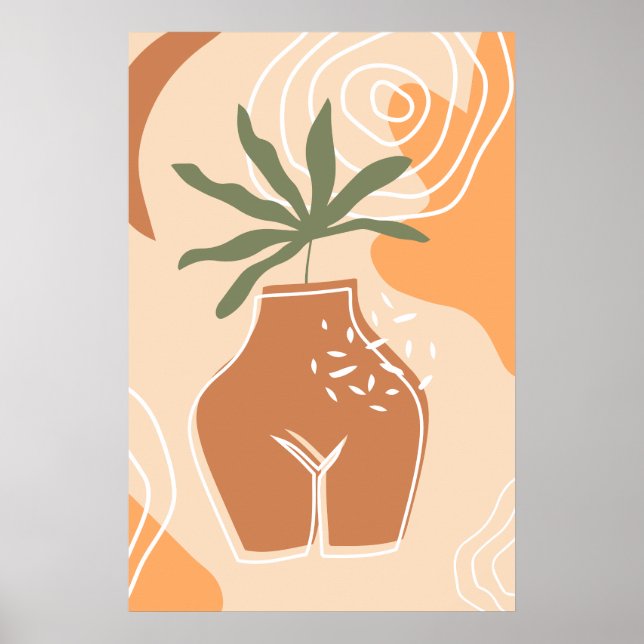 Curvy Vase Abstrato Boho Art Poster (Frente)