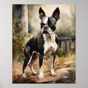 Custa Boston Terrier Dog Art Impressão Poster