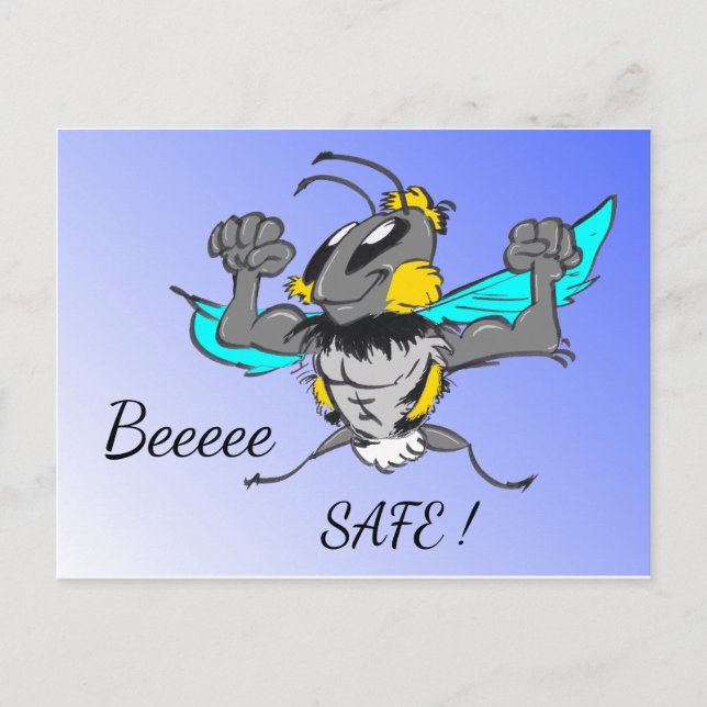 Custo De Abelhas Bonito. Cartão postal 'Seja segur (Frente)