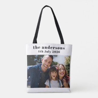 Custom 2 Photo and Text Personalized Tote