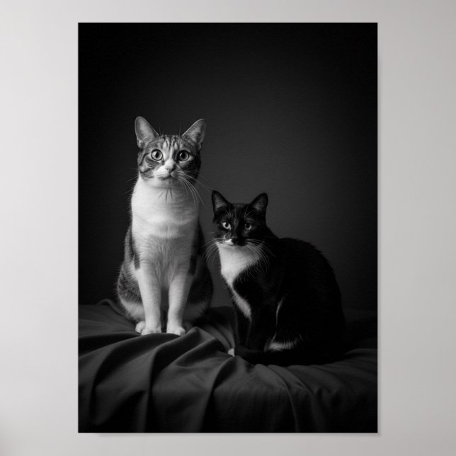 Custom 4K Black & White Pet Portrait Poster  (Frente)