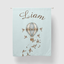 Custom Baby Boy Name Watercolor Hot Air Balloon & 