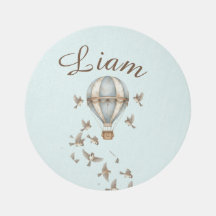 Custom Baby Boy Name Watercolor Hot Air Balloon & 