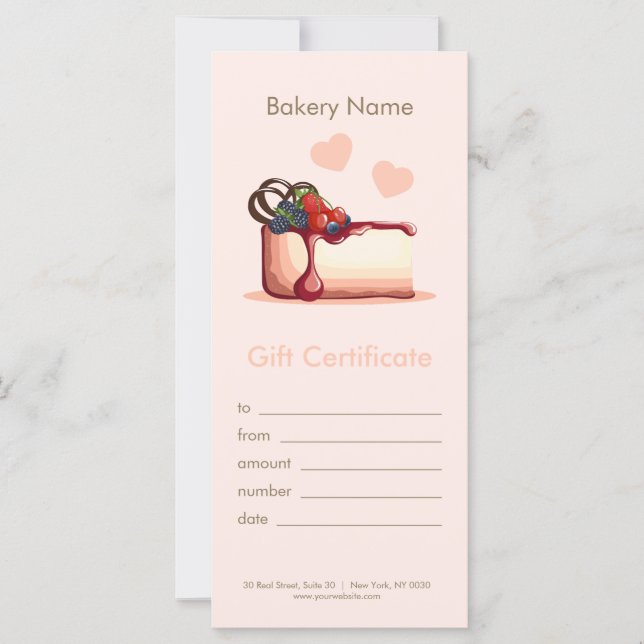 Custom Bakery Gift Certificate  (Frente)