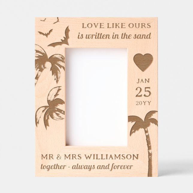 Custom Beach Wedding Tropical Palm Trees Wooden (Front)