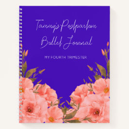 Custom Blue Floral Postpartum Journal For New Moms