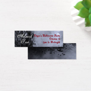 Custom Blue Halloween Sky and Ravens Party Ticket