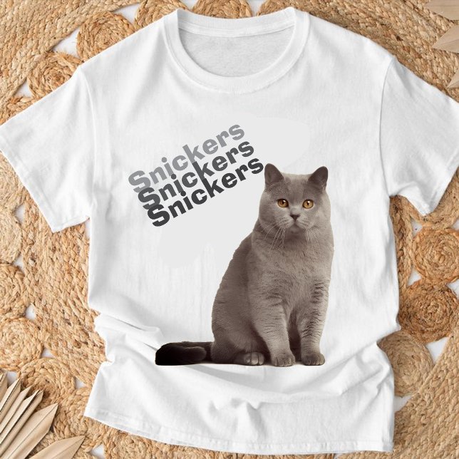 Custom British Shorthair Cat "Snickers" T-Shirt (Criador carregado)