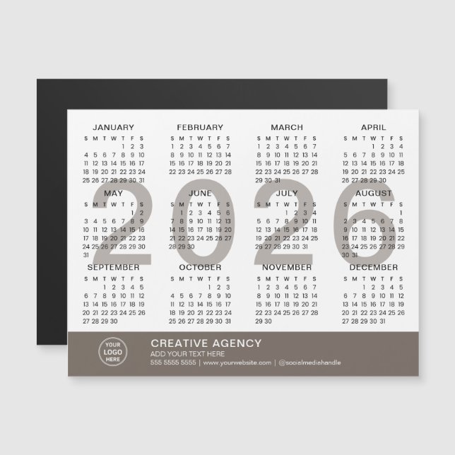 Custom Business 2026 Magnetic Calendar (Frente/Verso)