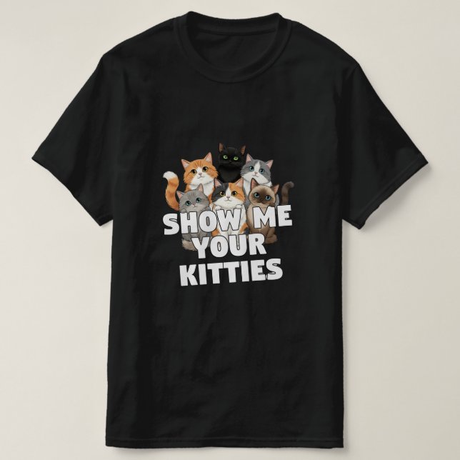 Custom Cat T-Shirt with Kittens Funny  (Frente do Design)