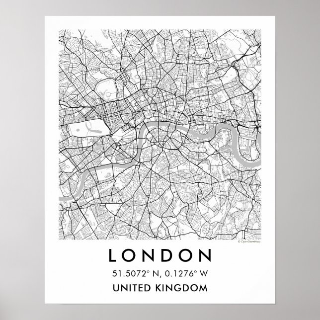 Custom City Map London Wall Art Poster (Frente)