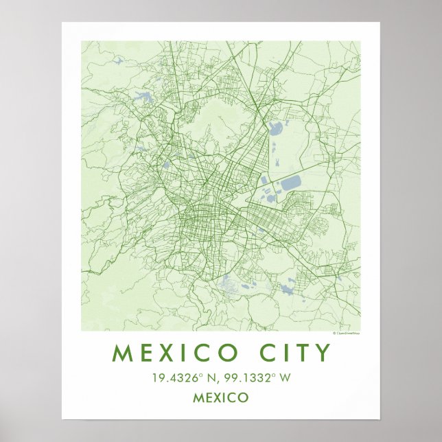 Custom City Map Mexico Wall Art Poster (Frente)