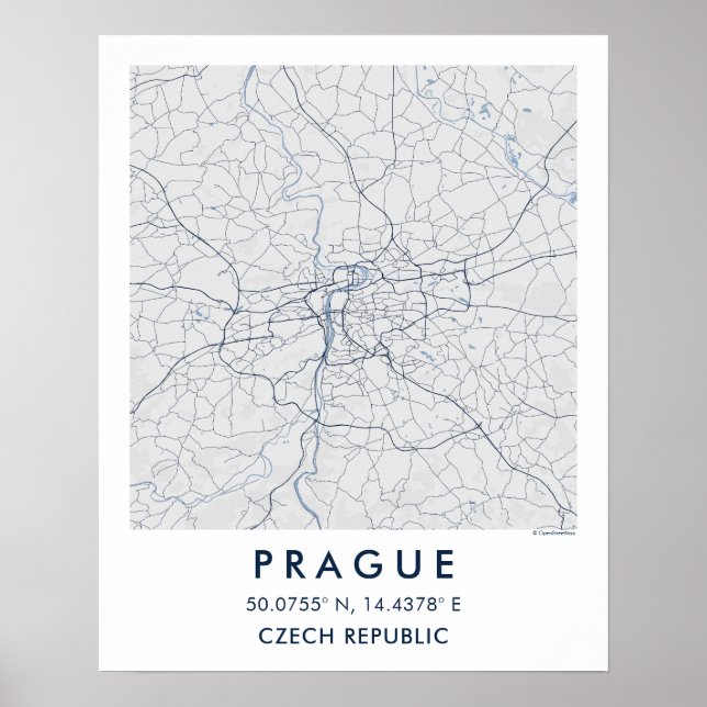Custom City Map Prague Wall Art Poster (Frente)