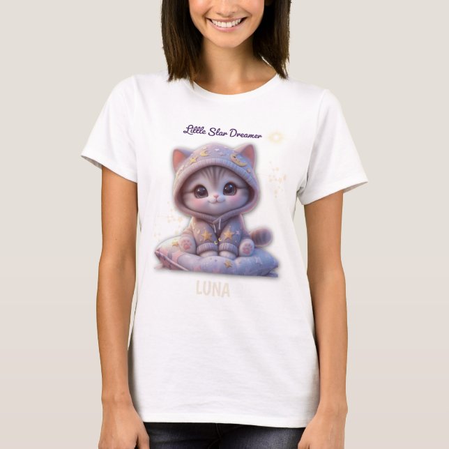 Custom Cosmic Cat T-Shirt – Personalized Pastel  (Frente)
