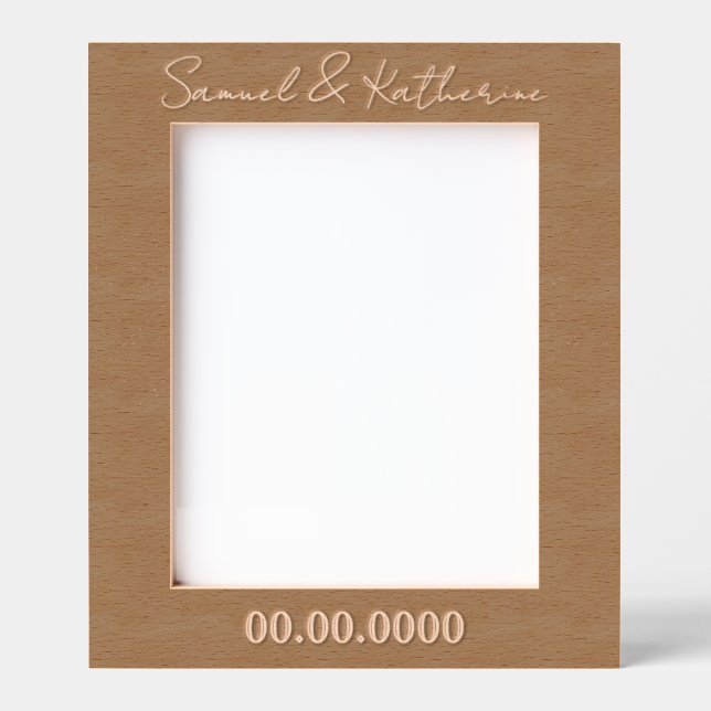 Custom Date & Names Rustic Wood (Front)