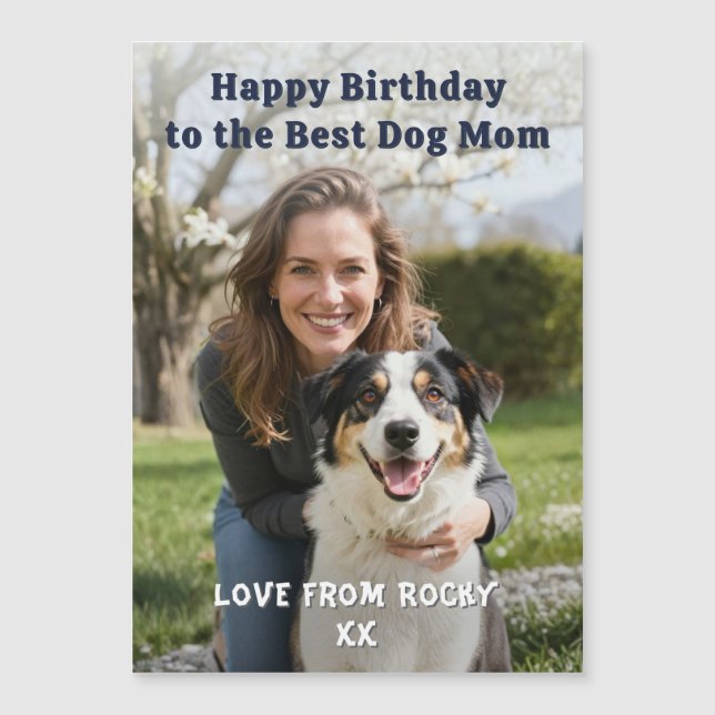 Custom Dog Mom Birthday Photo Magnetic Card (Frente)