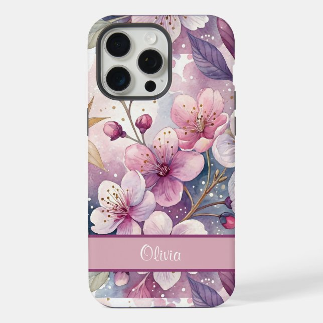 Custom Elegant Watercolor Cherry Blossom Sakura (Verso)