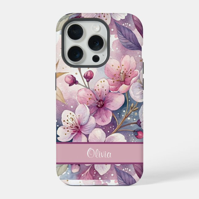 Custom Elegant Watercolor Cherry Blossom Sakura (Verso)