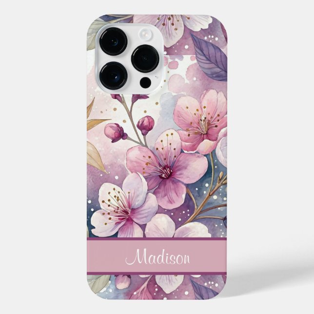 Custom Elegant Watercolor Cherry Blossom Sakura (Verso)