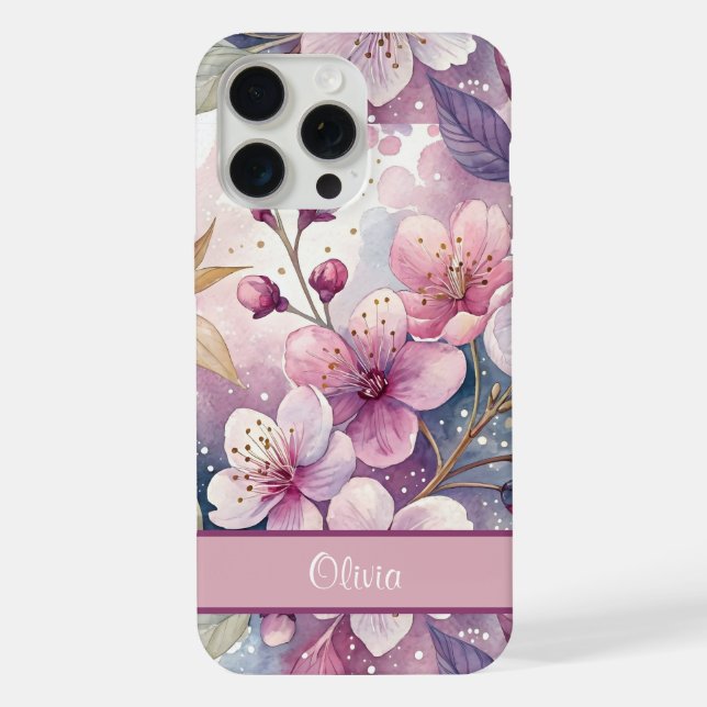 Custom Elegant Watercolor Cherry Blossom Sakura (Verso)