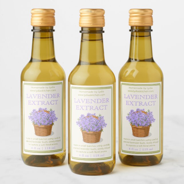 Custom Homemade Lavender Extract Label (Garrafas)