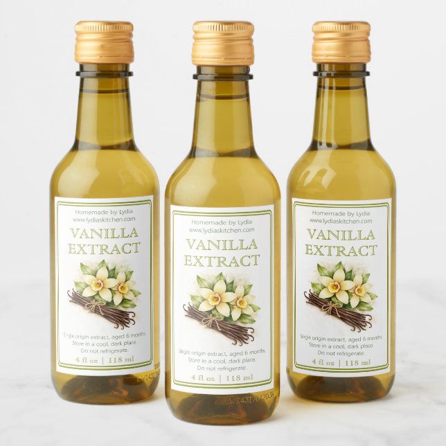 Custom Homemade Vanilla Extract Label (Garrafas)