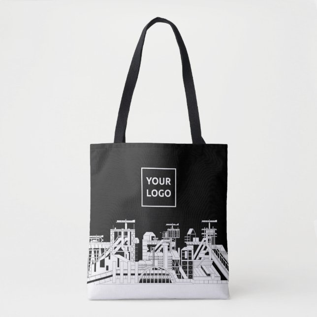 Custom Industrial Skyline Tote Bag with Logo (Frente)