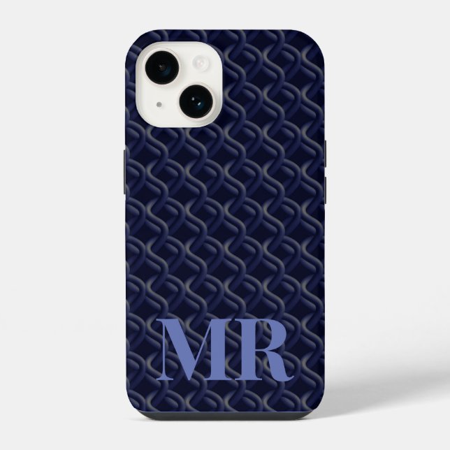 Custom Initial Large Modern Blue Lattice Rubber (Verso)