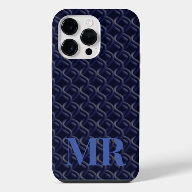 Custom Initial Large Modern Blue Lattice Rubber (Verso)
