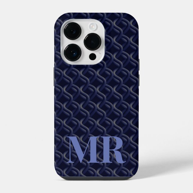 Custom Initial Large Modern Blue Lattice Rubber (Verso)