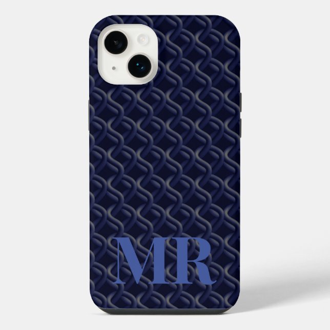 Custom Initial Large Modern Blue Lattice Rubber (Verso)