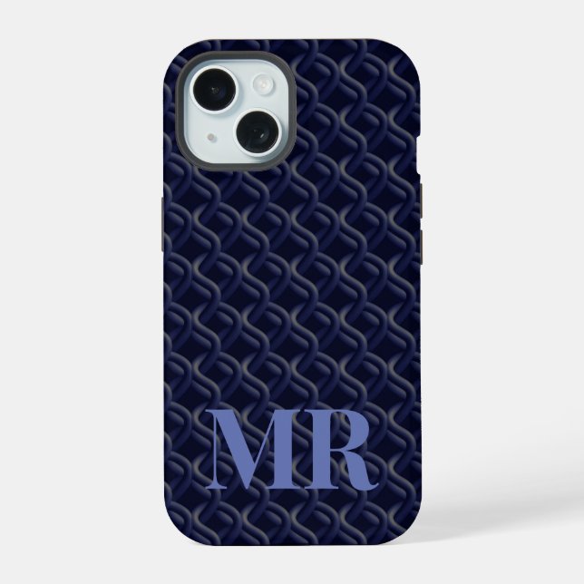 Custom Initial Large Modern Blue Lattice Rubber (Verso)