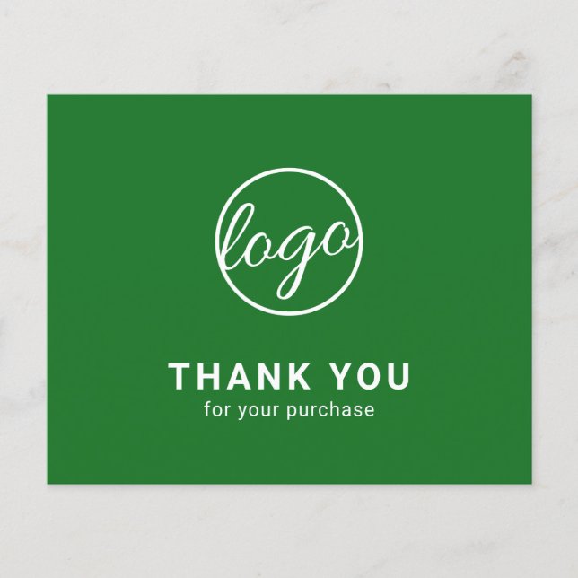 Custom Logo Green Budget Thank You Card (Frente)