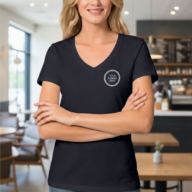 Custom Logo V-Neck T-shirt – Personalized Company  (Criador carregado)