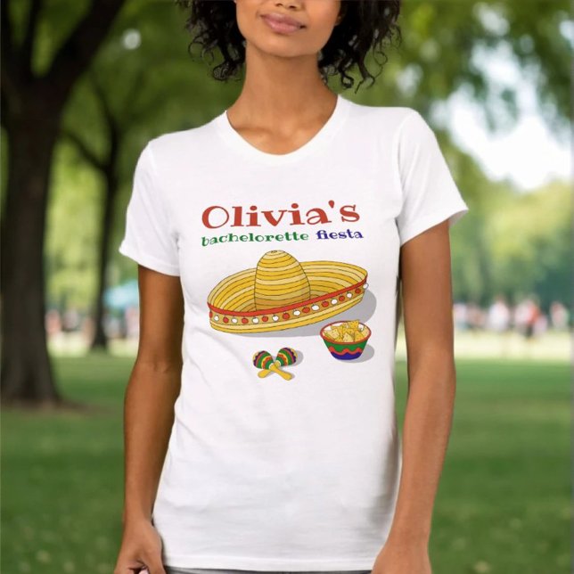 Custom Mexican Fiesta Bachelorette Party T-Shirt  (Criador carregado)