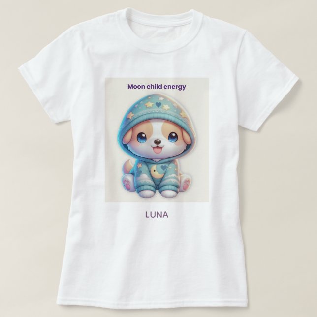 Custom Moon Child Energy Dog T-Shirt (Frente do Design)